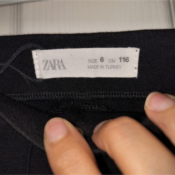 Zara Kids Black Viscose Straight Leg Ponte Trousers Pants White Side Stripes 6 - Picture 4 of 8